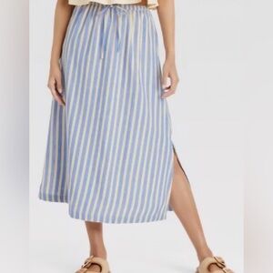 Universal Thread Blue & White Vertical Stripe Midi Skirt